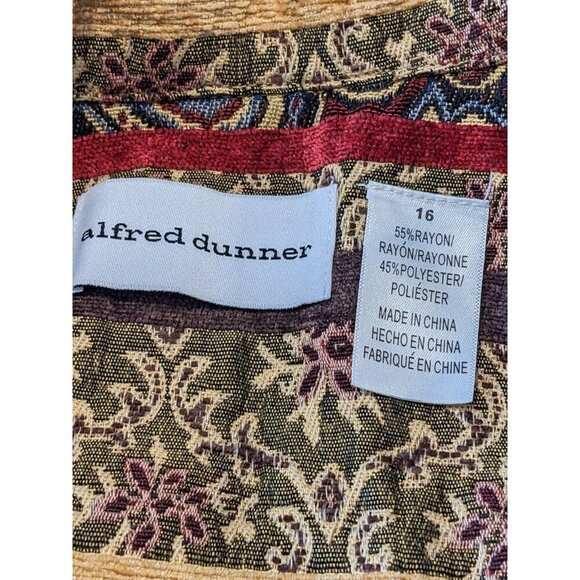 Vintage Alfred Dunner Womens Blazer Jacket Shacket Size 16 Gold Tapestry Boho - Picture 5 of 6